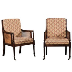 Pair of 19th Century Regency Mahogany Caned Library Chairs