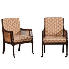 Pair of 19th Century Regency Mahogany Caned Library Chairs 7