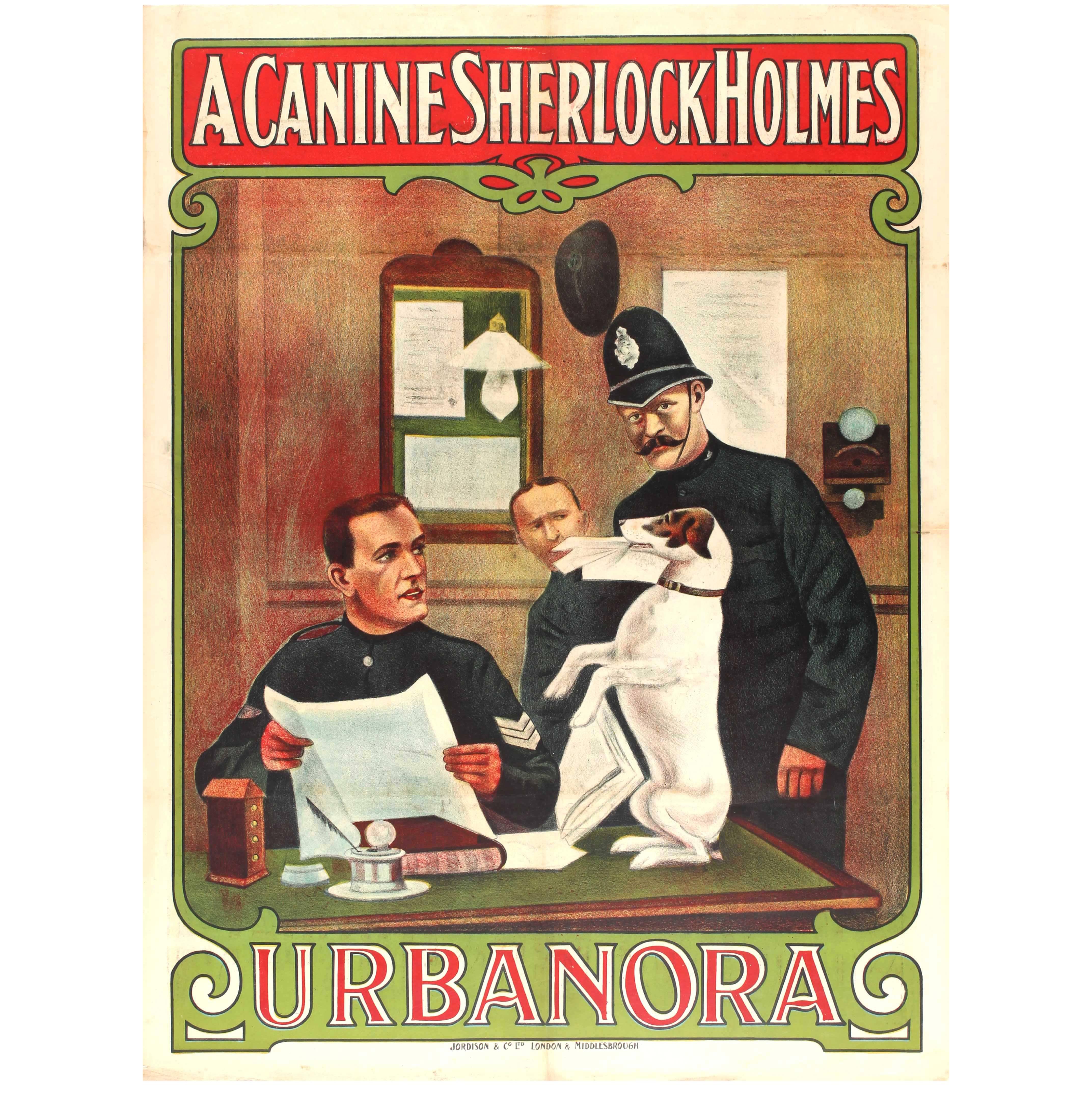 Rare Original Film Poster - A Canine Sherlock Holmes Urbanora The Dog Detective