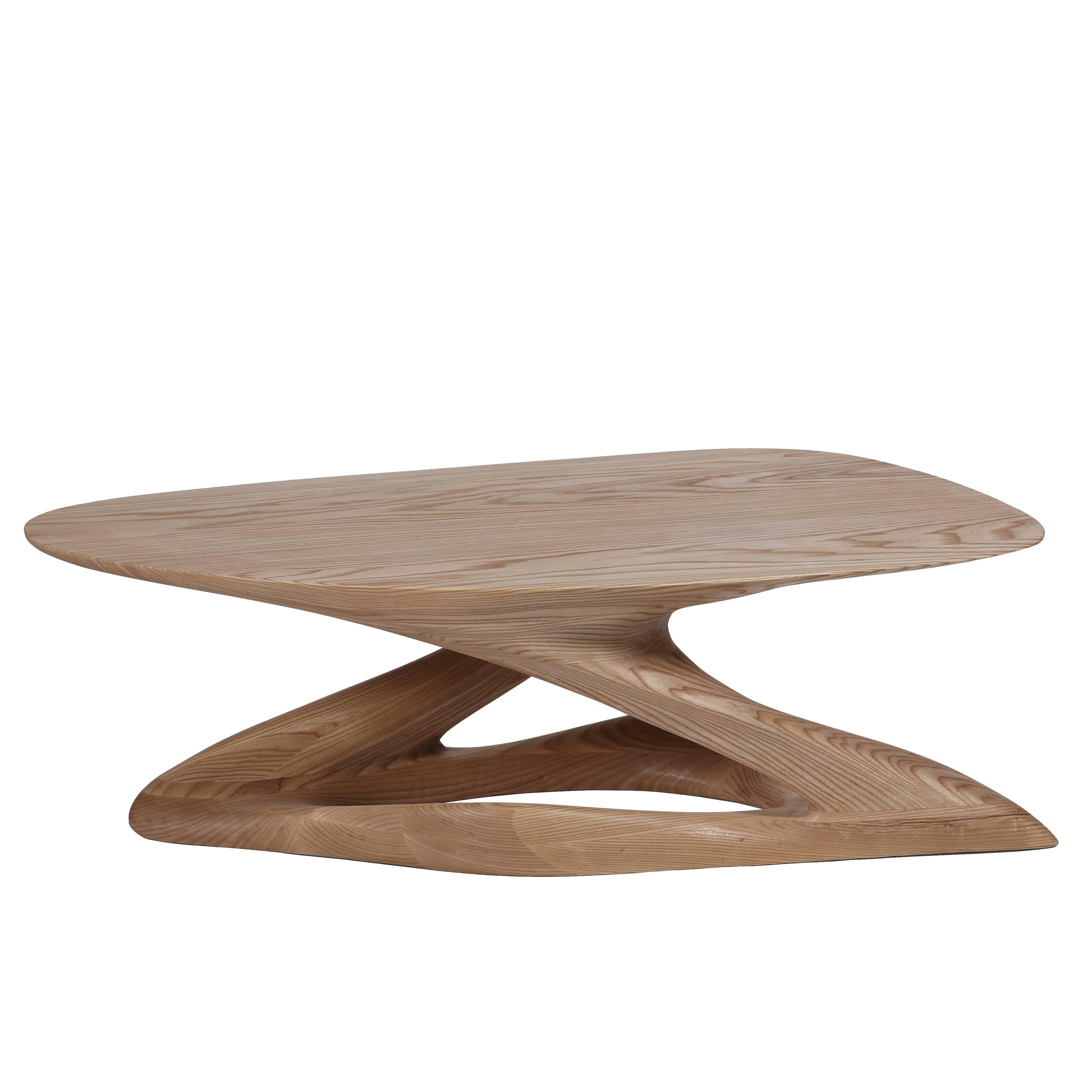 Amorph Plie modern coffee table in Honey stain in Ash wood