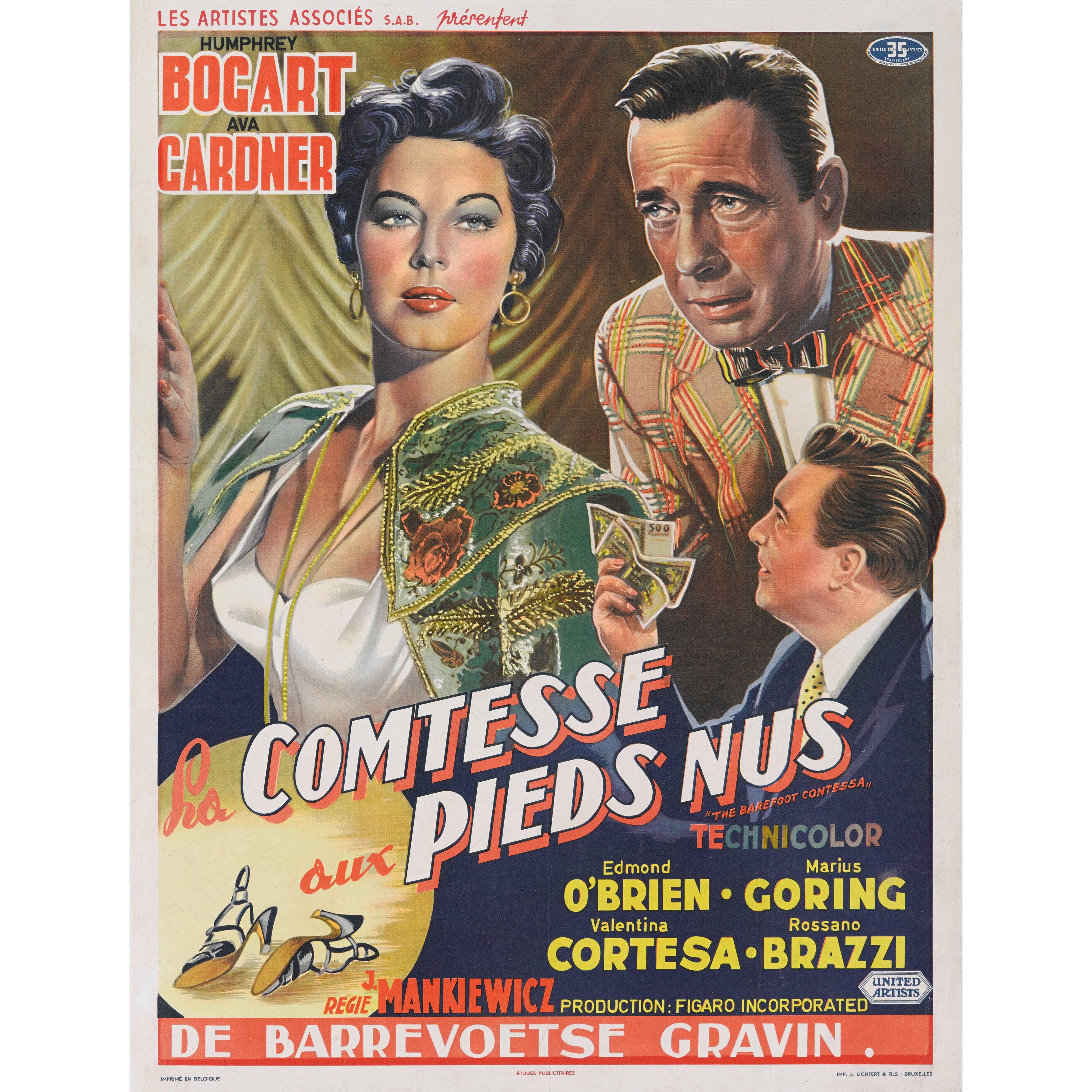 "The Barefoot Contessa / La Comtesse aux Pieds Nus" Original Movie Poster For Sale