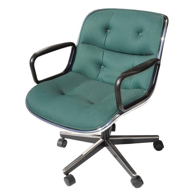 Green Fabric Executive Knoll Pollock Chair For Sale at 1stDibs