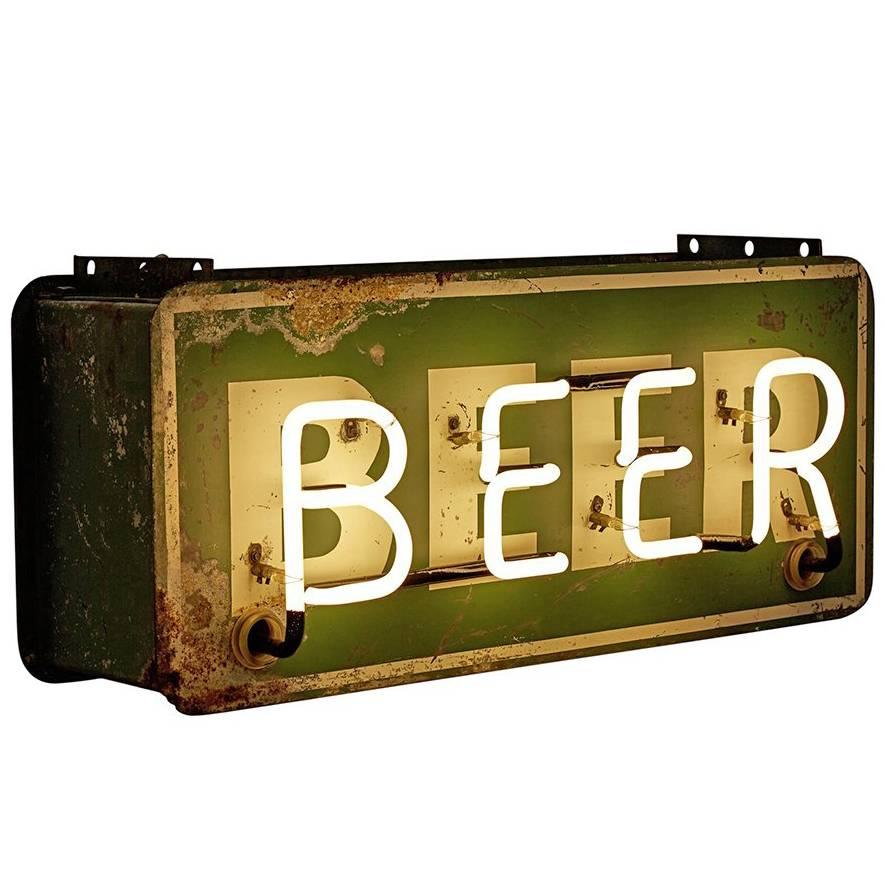 Incredible Double-Sided Neon Beer Sign, circa 1930s