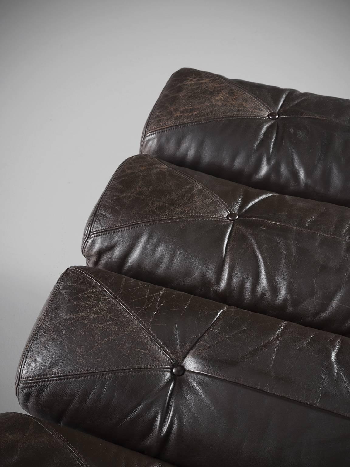 Chaise Longue for Gervan Belgium in Rare Original Leather In Excellent Condition In Waalwijk, NL