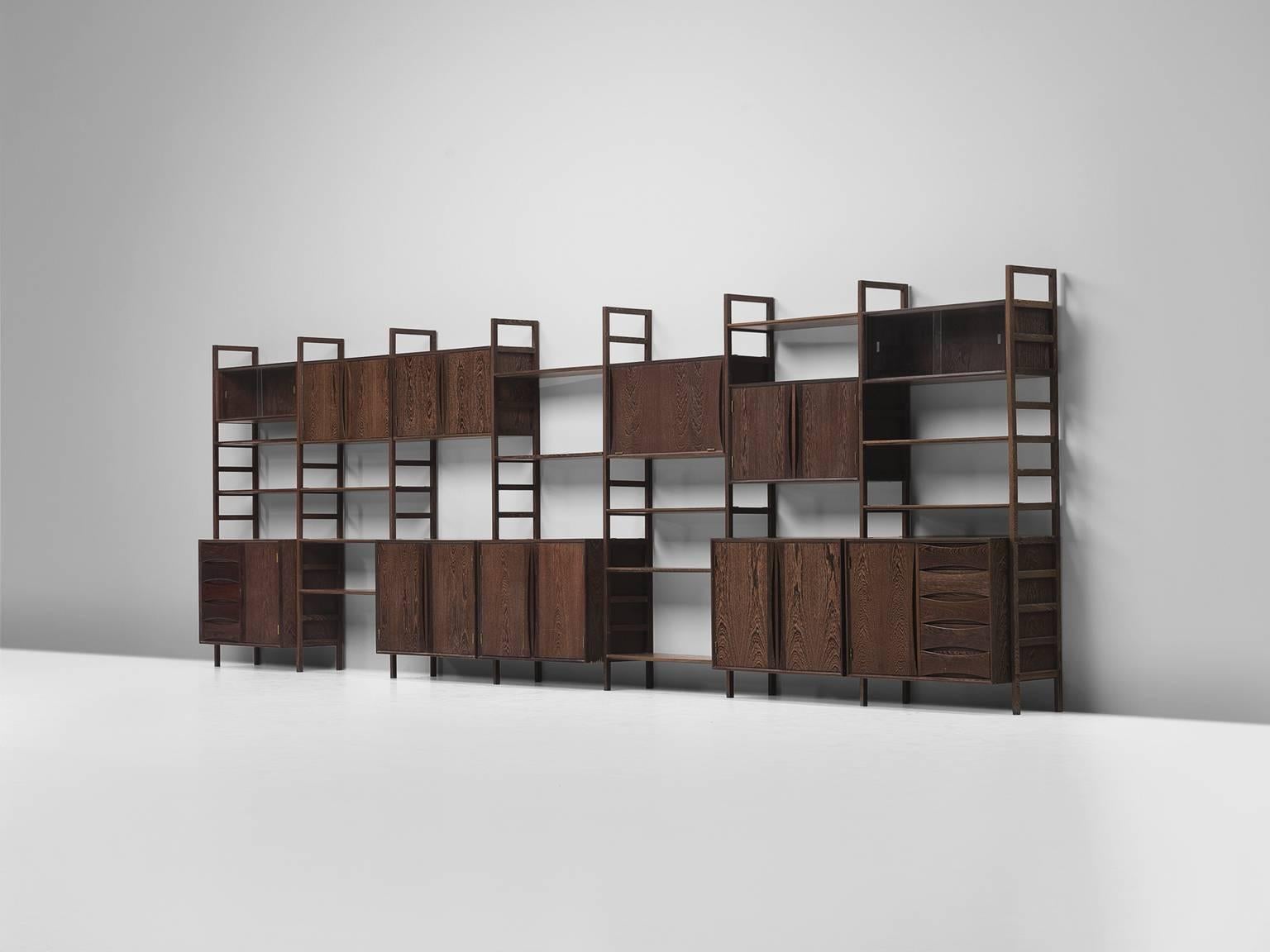 Mid-Century Modern Large Luxurious Custom-Made Belgian Wall Unit in Wenge, 1960s