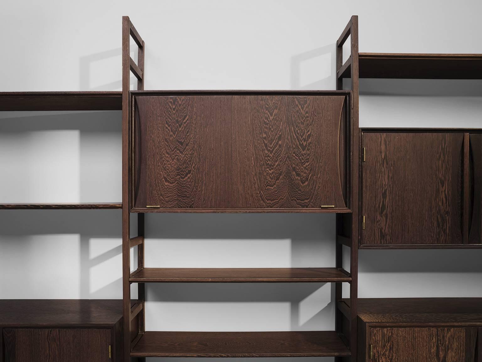 Mid-20th Century Large Luxurious Custom-Made Belgian Wall Unit in Wenge, 1960s