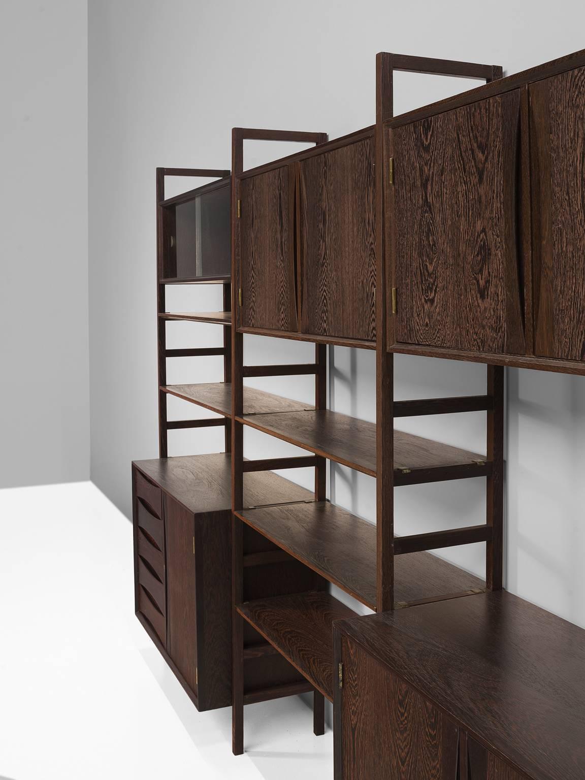 Large Luxurious Custom-Made Belgian Wall Unit in Wenge, 1960s 1