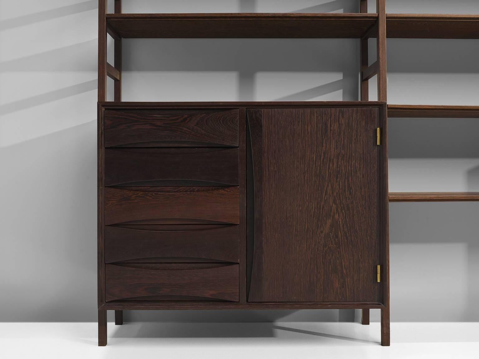 Large Luxurious Custom-Made Belgian Wall Unit in Wenge, 1960s 2