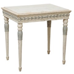 Antique Swedish Gustavian Carved Painted Console with Marble Top 12