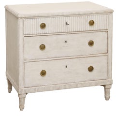 Antique Swedish Gustavian Style White Painted Chest, late-19th Century