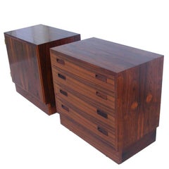 Pair of Danish Vintage Mid-Century Poul Hundevad Rosewood Nightstands