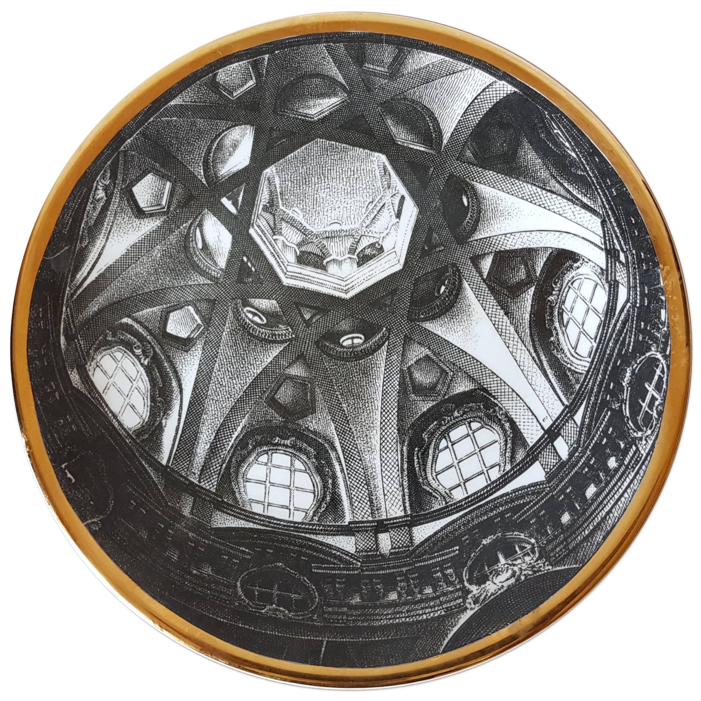 Assiette vintage de Piero Fornasetti, de la série des dômes d'églises Cupole d'Italia en vente