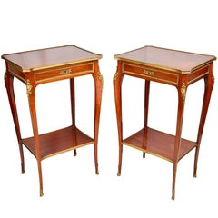 Pair of French Louis XVI Style Mahogany Side Tables