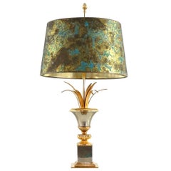 Brass and Nickel Table Lamps Attributed to Maison Charles