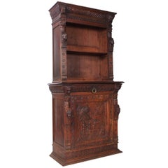 Antique Carved Oak Bookcase