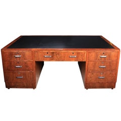 Massive Walnut Art Deco Partners Desk