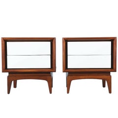 Mid-Century Two-Tone Lacquer and Walnut Night Stands