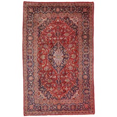 Retro Persian Kashan Rug with Traditional Colonial and Federal Style