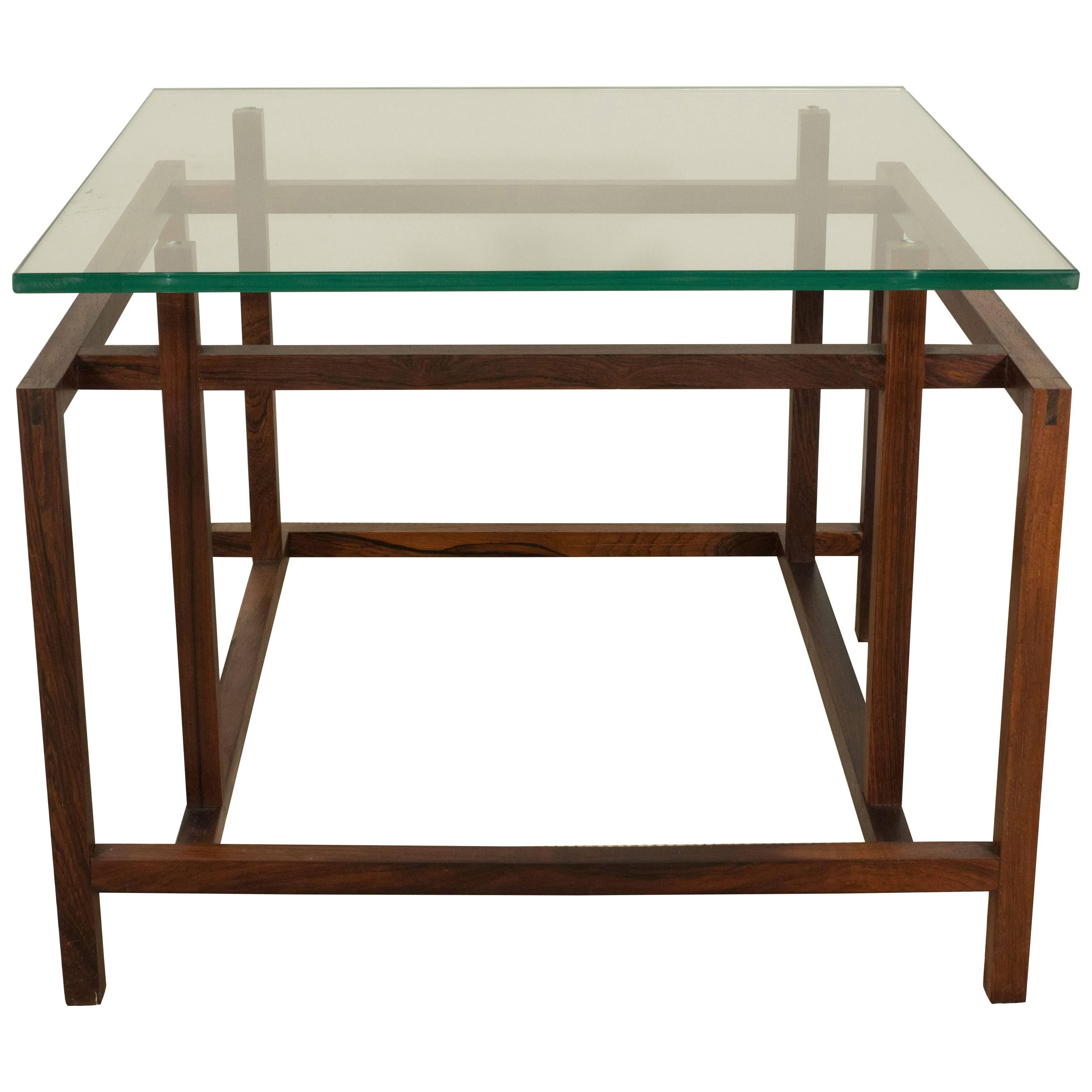 Henning Norgaard Rosewood and Glass Top Table For Sale