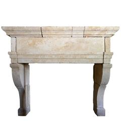 Louis 13 Limestone Fireplace, 17th Century