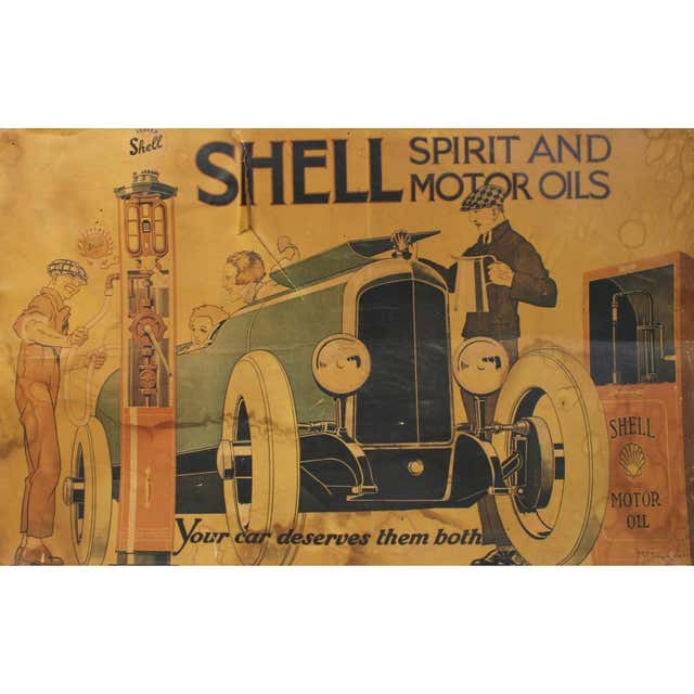 Shell Car Poster Original Vintage Advertising Poster for Shell Motor Oil For Sale at ...
