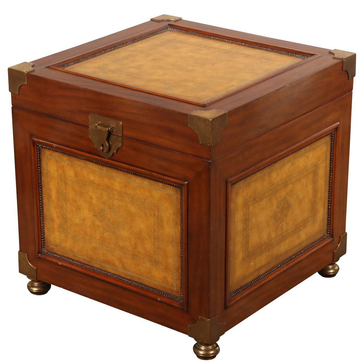 Maitland Smith Leather Covered Campaign Chest
