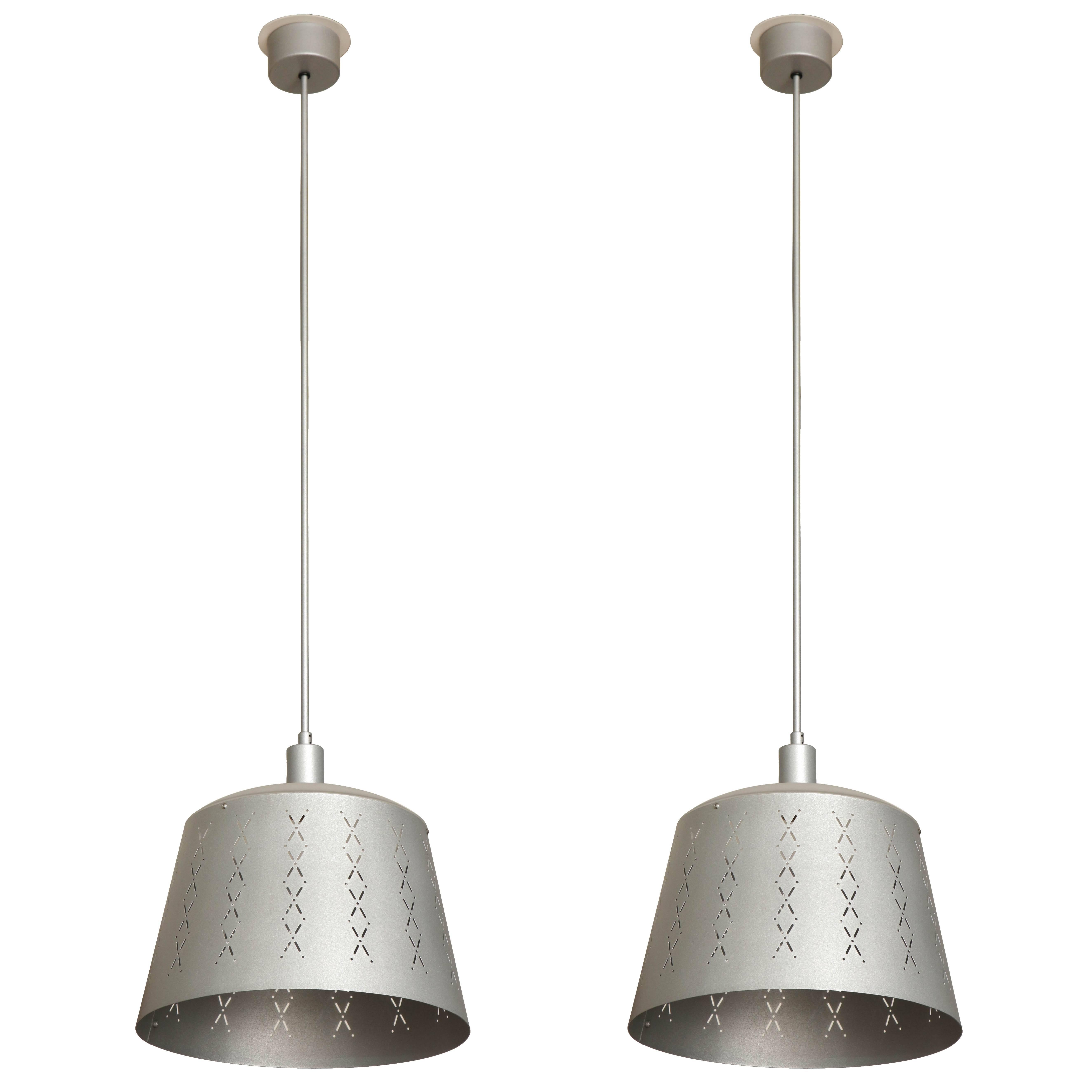 Pair of Late 20th Century Silver Chandeliers by Alessandro Mendini, 1980 For Sale