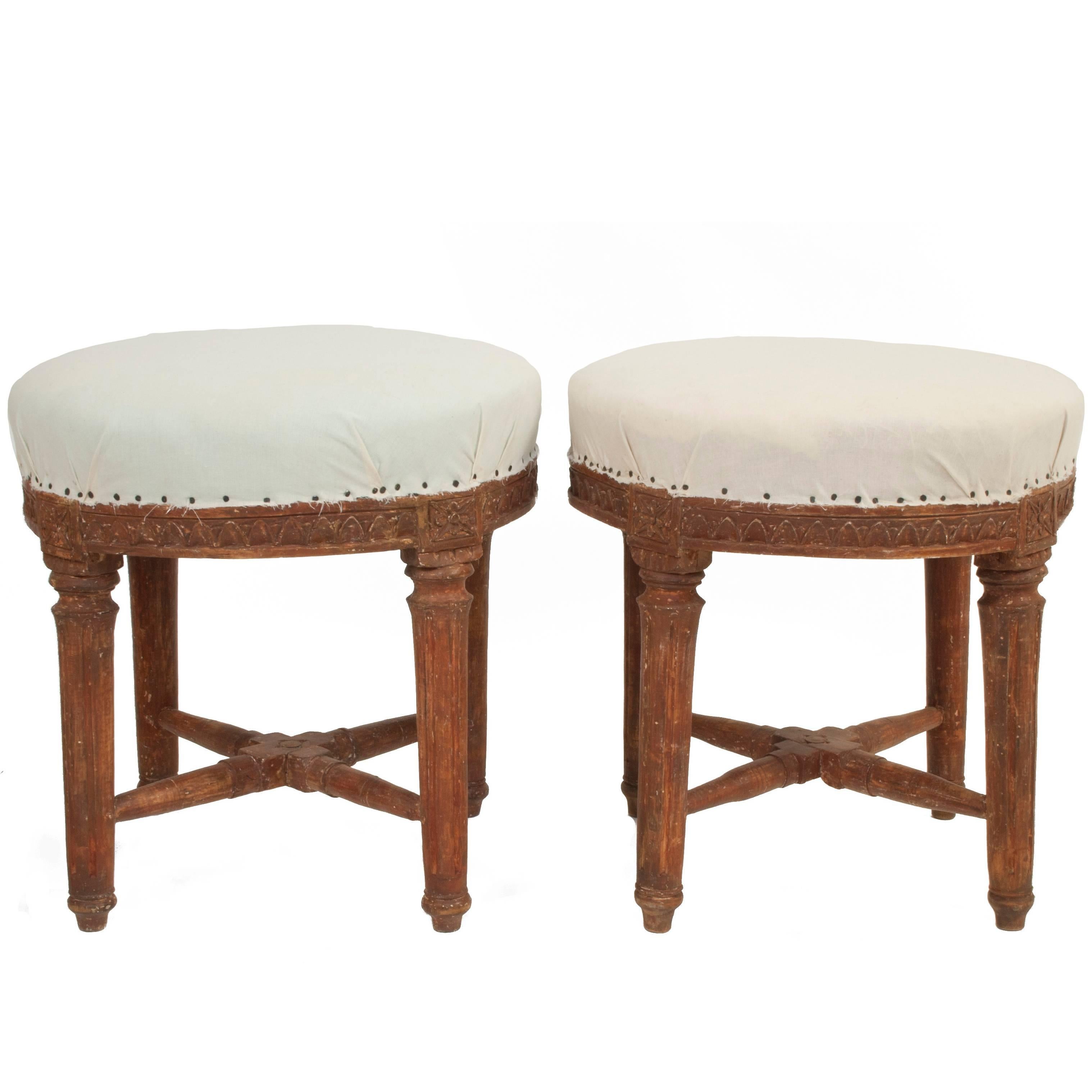Pair of Gustavian Stools For Sale