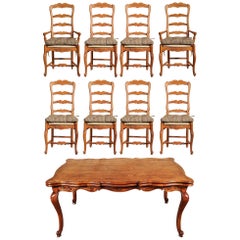Country French Dining Table and Eight Dining Chairs