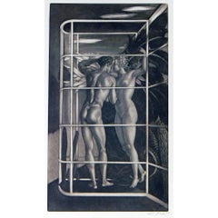 "Nudi nel Conservatorio", stampa Art Deco-Surrealista di Peter, 1925