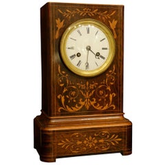 French Inlaid Rosewood Cased Mantle Clock
