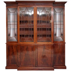 Large Early Victorian Mahogany Breakfront Bookcase