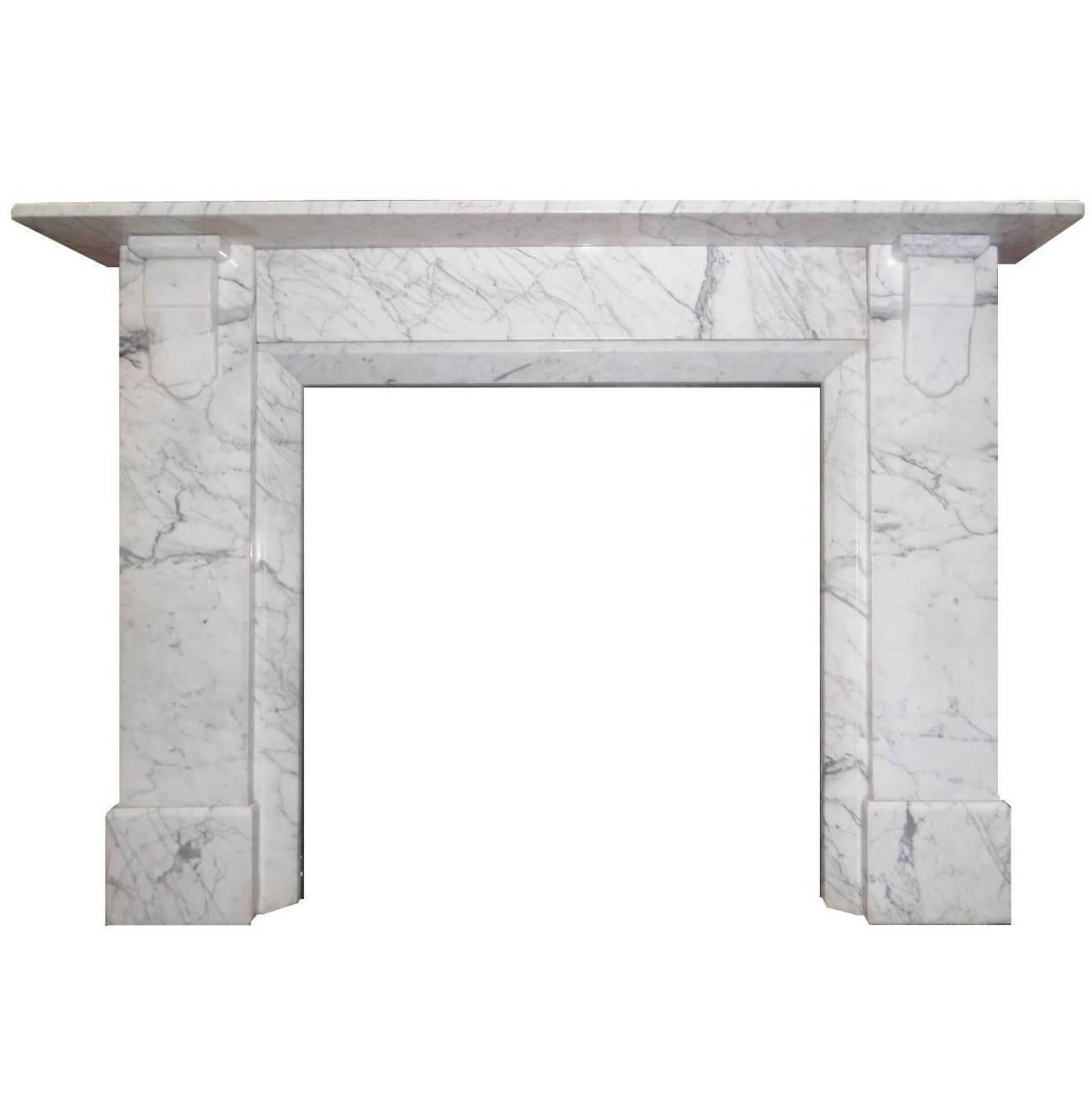 Early 20th Century Edwardian Carrara Marble Chimney Piece Surround For Sale