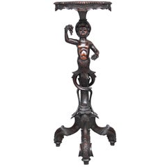 19th Century Carved Walnut Italian Torcher Stand
