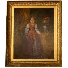 Oil on Canvas by Gillot Saint-Evre of Tudor Lady c1827