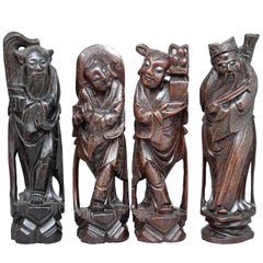 Collection of Four 19th Century, Chinese Carved Root Figures