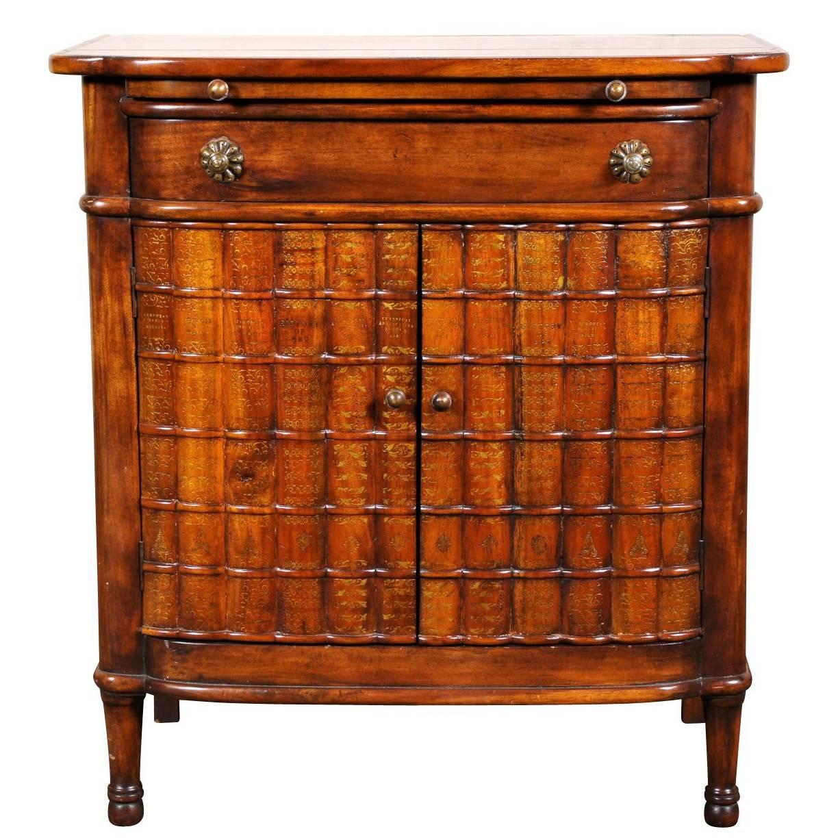 Theodore and Alexander Walnut Cabinet with Faux Wood Book Doors