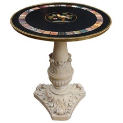 Mid-19th Century Italian Pietra Dura Table with a Carved Marble Base 1