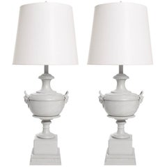 Pair of White Urn Lamps 5