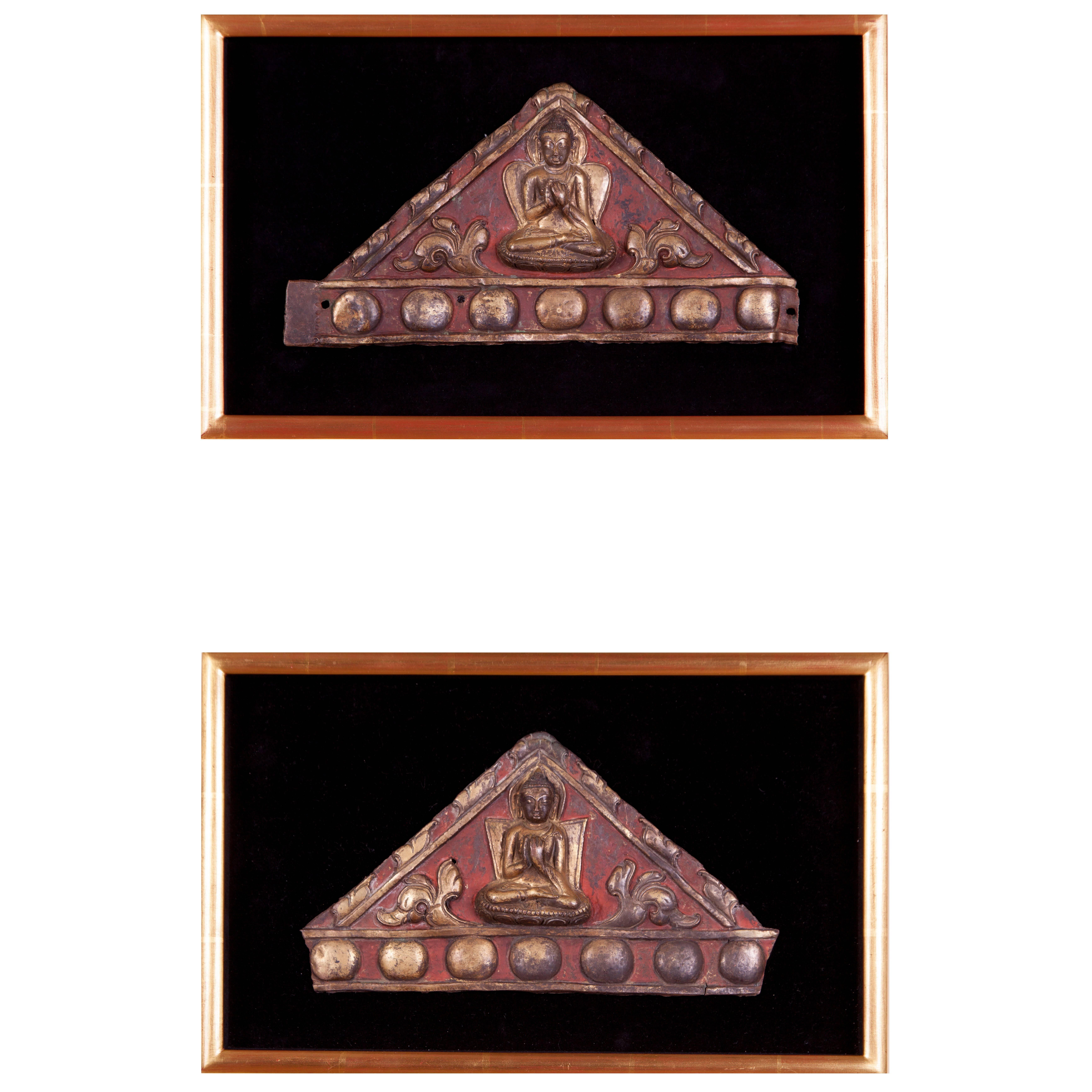 Pair of Gilt-Copper Plaques Tibet, 12th Century For Sale