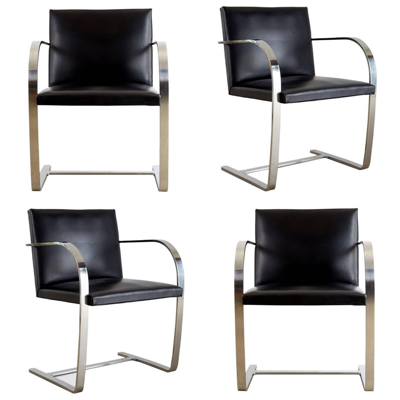 Signed Knoll Associates Brno Chairs by Mies van der Rohe, Set of Four