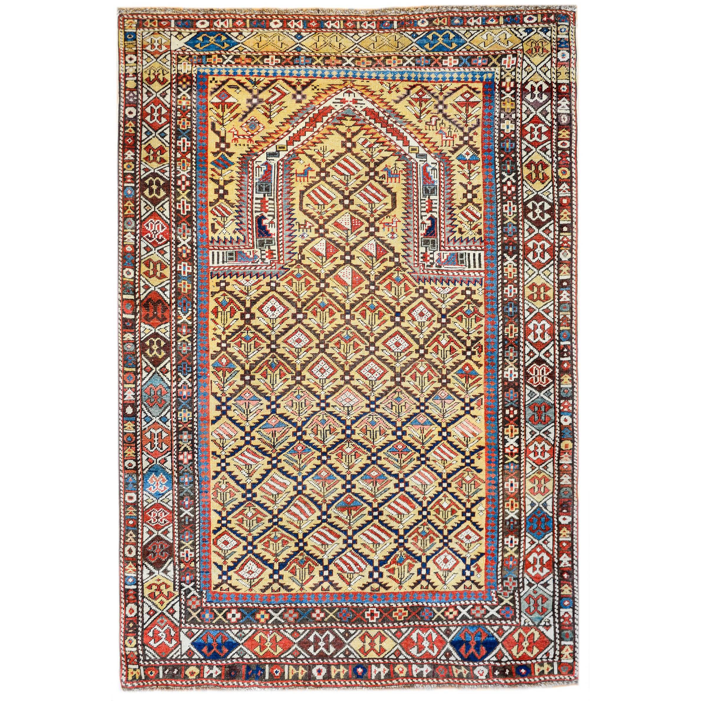 Extraordinary Late 19th Century Shriven Prayer Rug For Sale