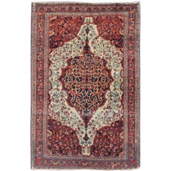 Late 19th Century Red and White Fereghan Sarouk Rug