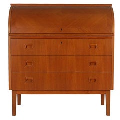 Vintage Mid-Century Danish Modern Roll Top Desk, Dresser or Cabinet in Teak