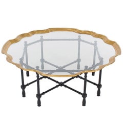 Hollywood Regency Faux Bamboo, Brass and Glass Cocktail Table, Asian Modern 10
