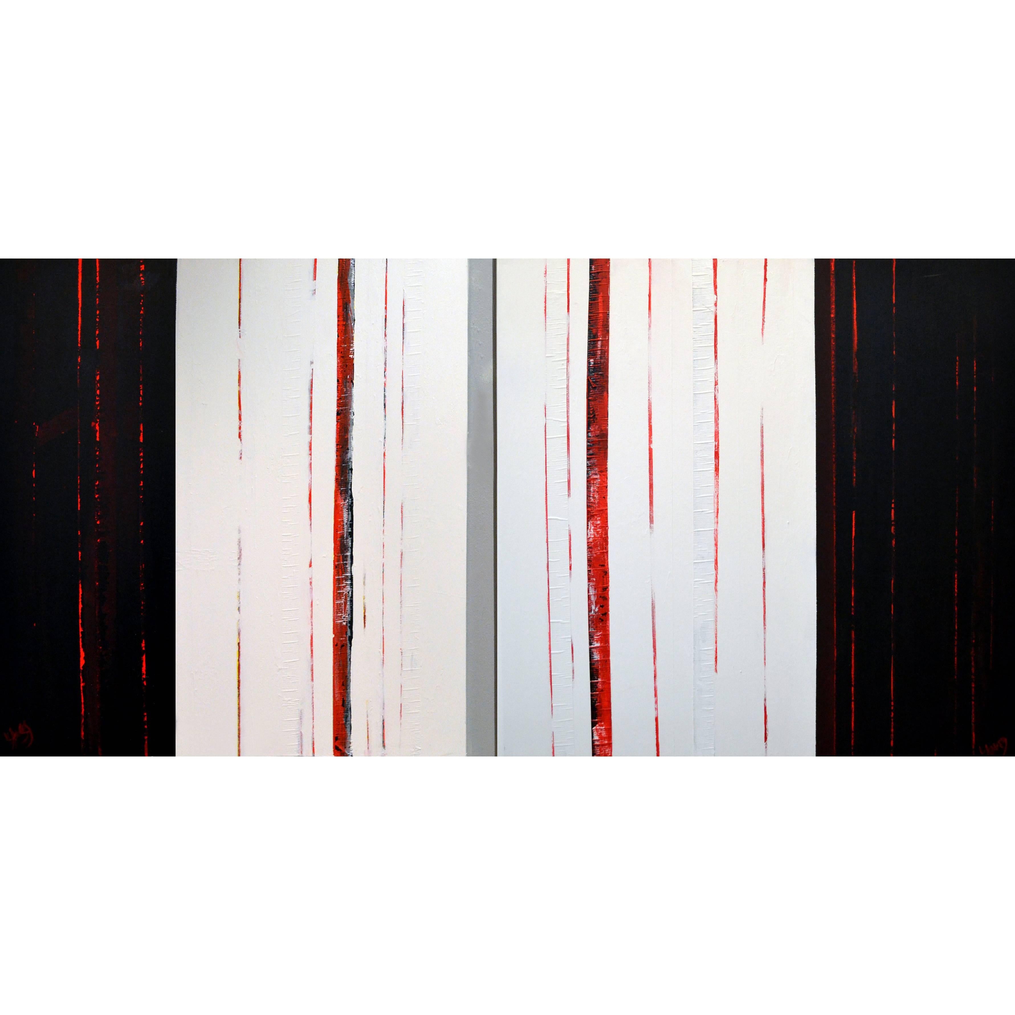 Sean Young Abstract Minimalist Mixed Media Diptych  For Sale