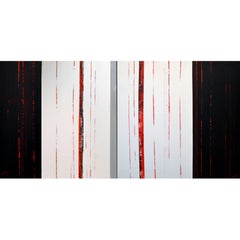Sean Young Abstract Minimalist Mixed Media Diptych