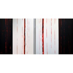 Sean Young Abstract Minimalist Mixed Media Diptych 