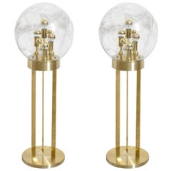 Set of Doria Brass and Glass Globe Floor Lamps, 1970s