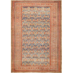 Large Blue Background Antique Bakshaish Persian Rug